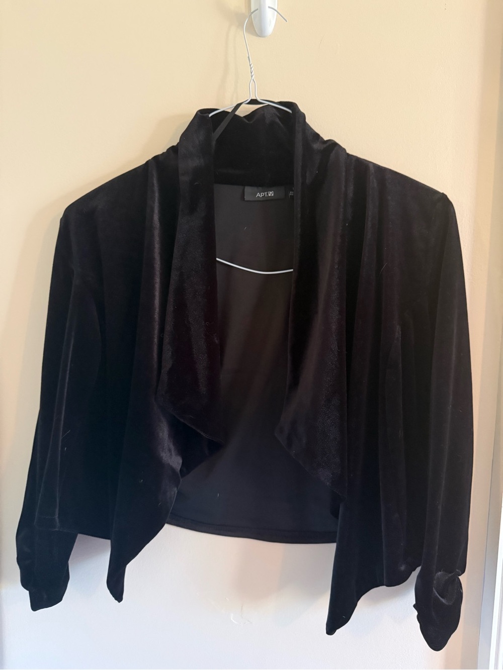 Apt. 9 Black Velvet Open-Front Shrug